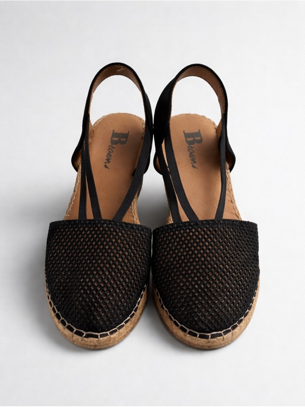 Browns Black Woven Slingback sandals with leather and Jute Sole